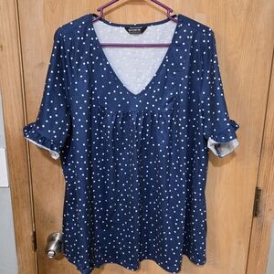 BloomChic Navy Polka Dot Blouse